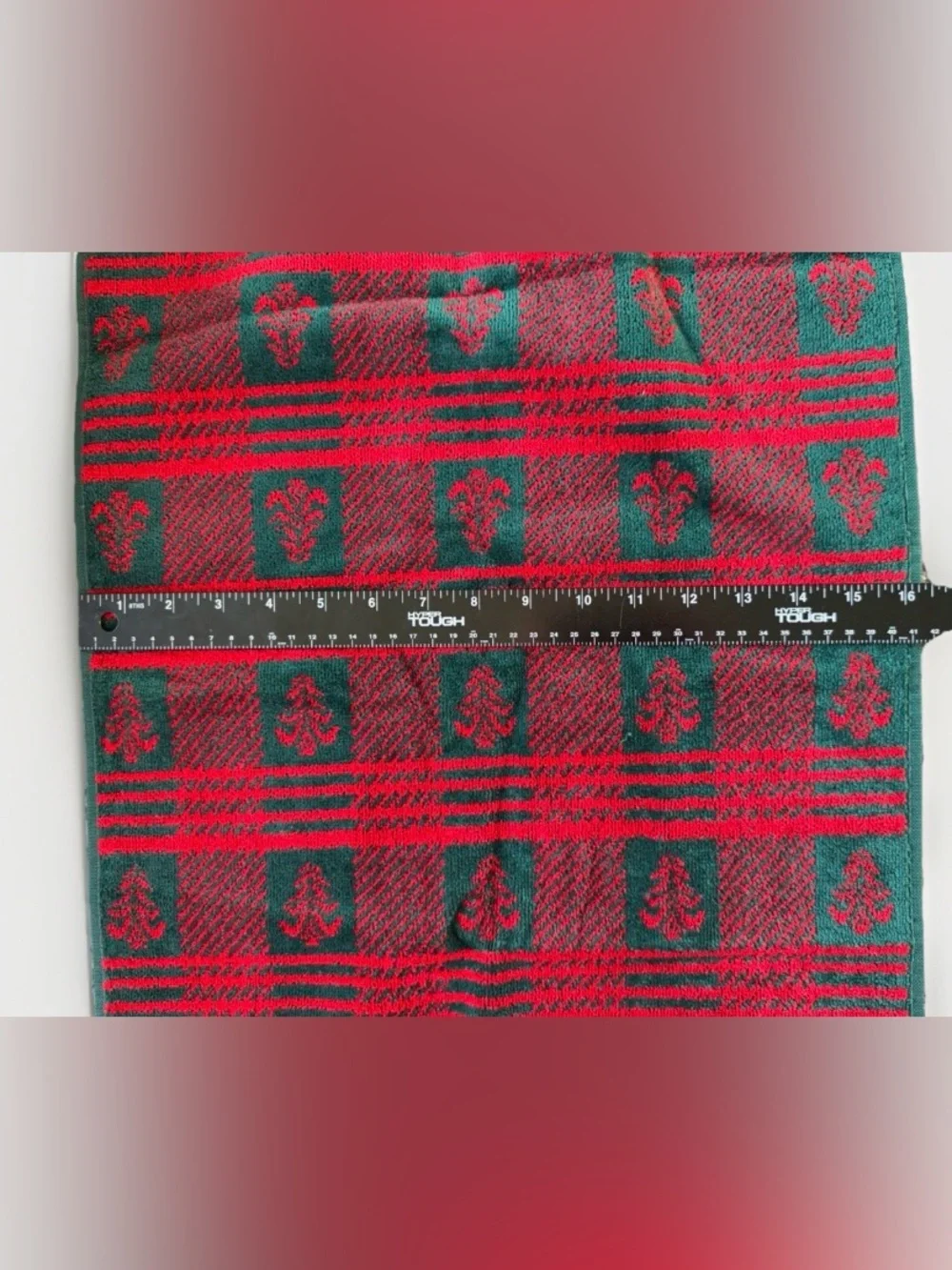 Vintage JCPenney Christmas Towel Set Red Green Plaid Tree Bath Hand Washcloth